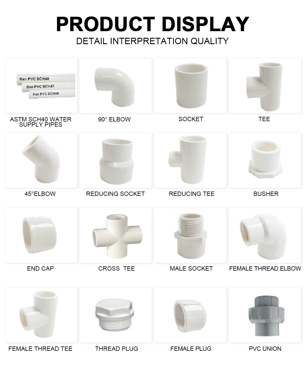 Ifanplus Wholesale UPVC Material PVC Sch40 Fitting Good Quality UPVC Pipe Fitting